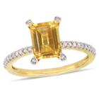 Womens 1/10 Ct. T.w. Yellow Citrine 10k Gold Cocktail Ring