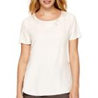 Liz Claiborne Short-sleeve Beaded-neck Blouse