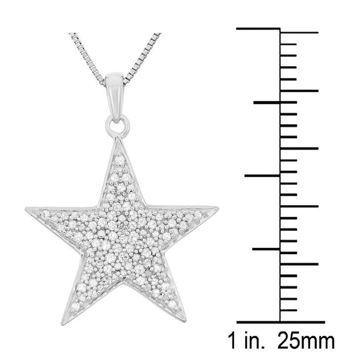 Womens 1/4 Ct. T.w. Genuine White Diamond Sterling Silver Star Pendant Necklace