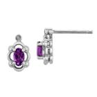 Diamond Accent Purple Amethyst Sterling Silver 10mm Stud Earrings