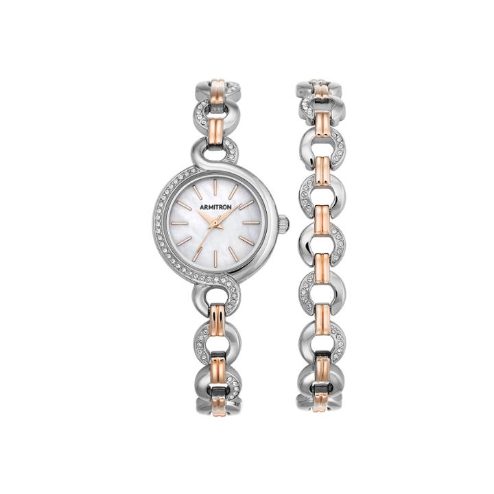 Armitron Now Womens Two Tone 2-pc. Watch Boxed Set-75/5485mptrst