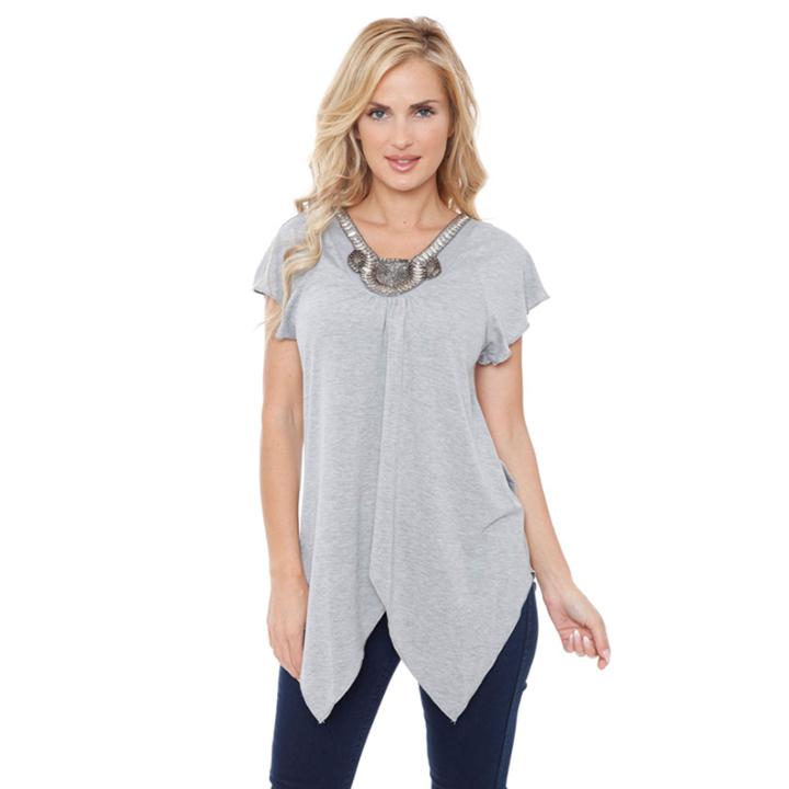 White Mark Embellished Tunic Top