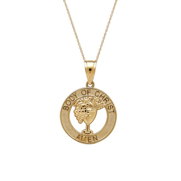 Infinite Gold&trade; 14k Yellow Gold Body Of Christ Medal Pendant Necklace