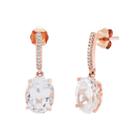 Lab Created White Sapphire 10k Rose Gold Drop Earrings
