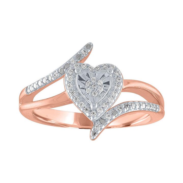 Womens 1/10 Ct. T.w. White Diamond Sterling Silver Gold Over Silver Bypass Ring