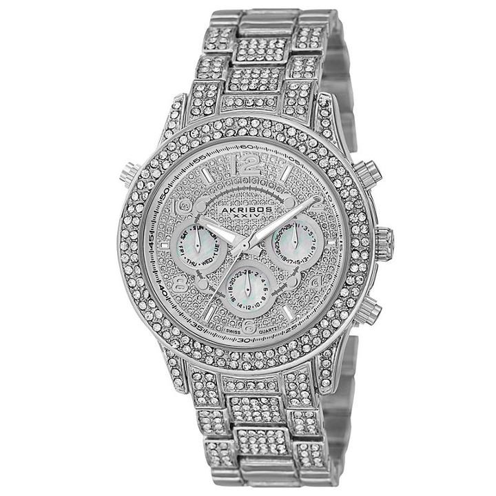 Akribos Xxiv Womens Silver Tone Strap Watch-a-776ss