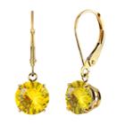 Lab-created Yellow Sapphire 10k Yellow Gold Leverback Dangle Earrings