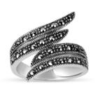 Swarovski Womens Marcasite Black Sterling Silver Bypass Ring
