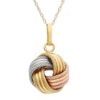 Womens 14k Tri-color Gold Knot Pendant Necklace