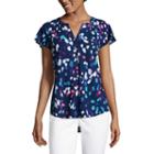 Liz Claiborne Short Flutter Sleeve Henley T-shirt