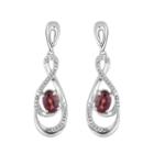 1/5 Ct. T.w. Genuine Red Garnet 10k White Gold Oval Drop Earrings