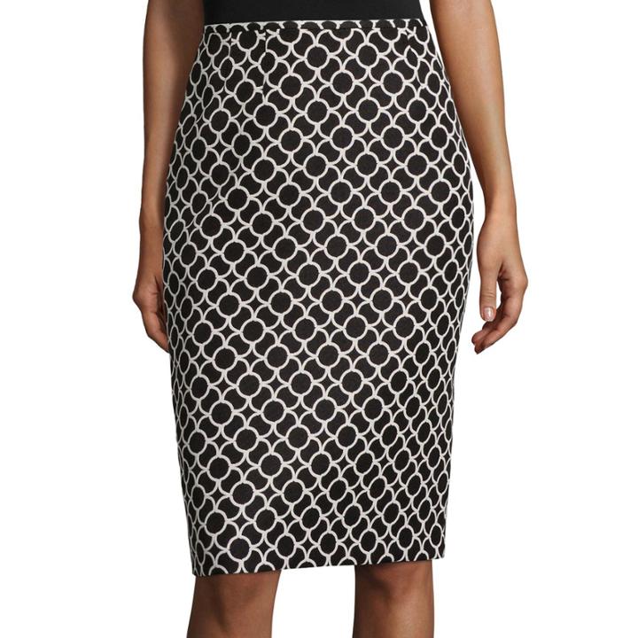 Black Label By Evan-picone Circle Geo-print Pencil Skirt