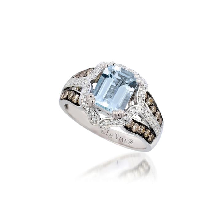 Levian Corp Le Vian Womens 1/2 Ct. T.w. Blue Aquamarine 14k Gold Cocktail Ring