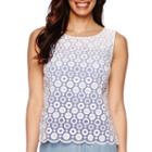 Liz Claiborne Sleeveless Lace-front Ombre Shell Shirt
