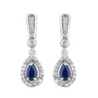 1/5 Ct. T.w. Genuine Blue Sapphire 10k White Gold Drop Earrings