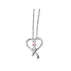 Survivor Collection Genuine Clear & Pink Swarovski Topaz Sterling Silver Heart Of Resilience Necklace