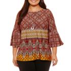 Alyx 3/4 Sleeve Crew Neck Knit Blouse-plus