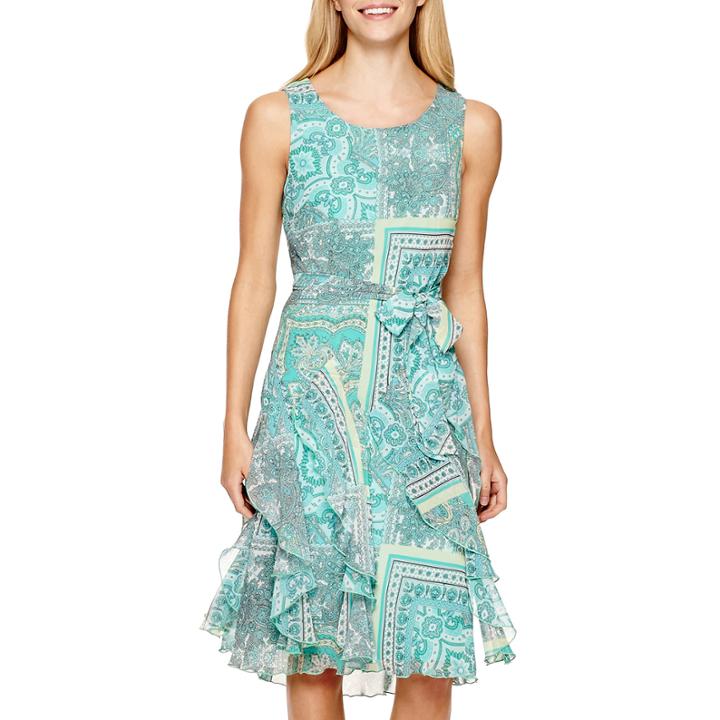 Robbie Bee Sleeveless Printed Chiffon Dress