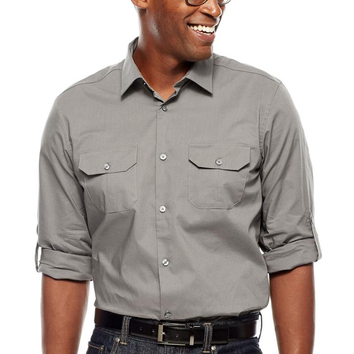 Claiborne Slim-fit Roll-sleeve Shirt