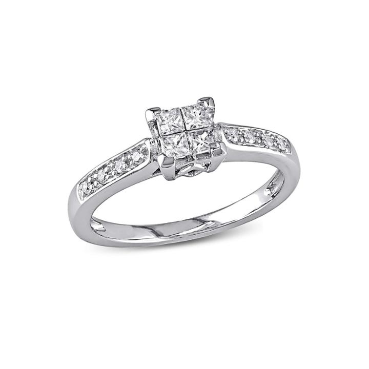 Womens 1/4 Ct. T.w. Princess White Diamond 10k Gold Engagement Ring