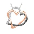 1/5 Ct. T.w. White And Color-enhanced Black Diamond Heart Pendant Necklace