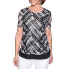 Alfred Dunner Barcelona Short Sleeve Round Neck Abstract T-shirt-womens