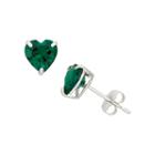 Heart Green Emerald 10k Gold Stud Earrings