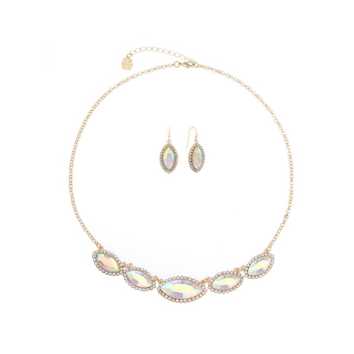 Monet Jewelry Womens 2-pc. Clear And Goldtone Frontal Necklace Set