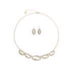 Monet Jewelry Womens 2-pc. Clear And Goldtone Frontal Necklace Set