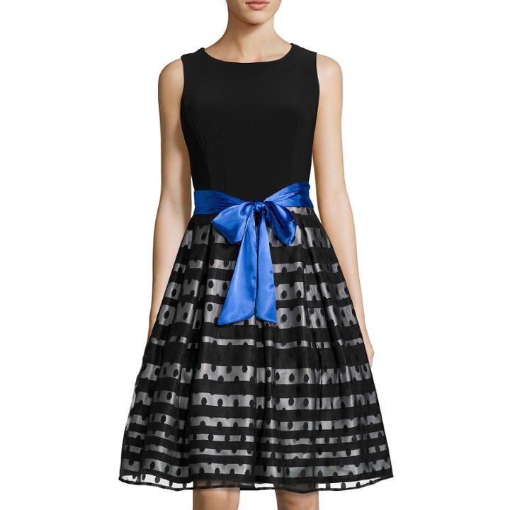 R & K Originals Sleeveless Belted Fit-and-flare Dress