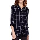 Stylus&trade; Long-sleeve High-low Plaid Tunic