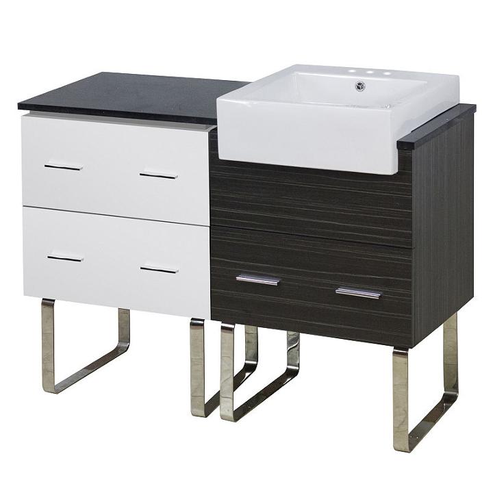 48.75-in. W Floor Mount White-dawn Grey Vanity Setfor 3h4-in. Drilling Black Galaxy Top