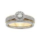 1/2 Ct. T.w. Diamond 10k Two-tone Gold Milgrain Bridal Ring Set