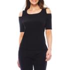 Black Label By Evan-picone Short Sleeve Cold Shoulder Blouse