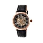 Heritor Automatic Ossibus Mens Skeleton Dial Leather-band Rose Gold Tone/black Watch