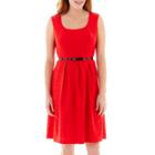 Black Label By Evan-picone Sleeveless Belted Fit-and-flare Dress