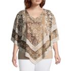 Lark Lane Must Haves Scroll Overlay Blouse With Tank- Plus