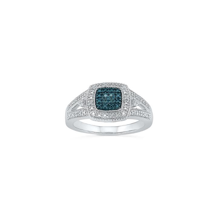 Womens Blue Diamond Accent Sterling Silver Cocktail Ring