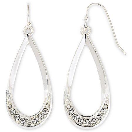 Liz Claiborne Silver-tone & Crystal Teardrop Earrings
