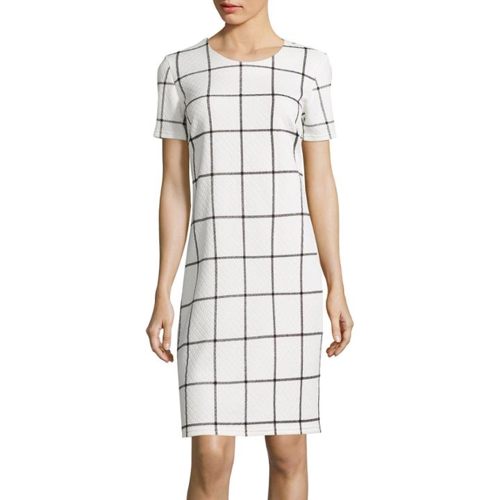 Sharagano Short-sleeve Plaid Shift Dress