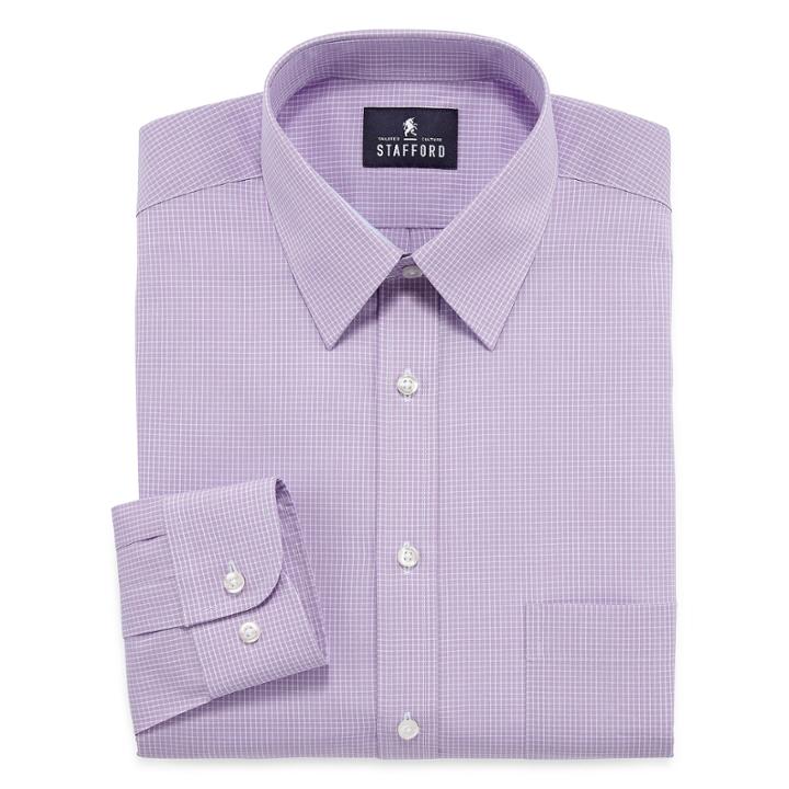Stafford Long Sleeve Woven Grid Dress Shirt