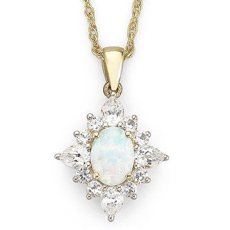Lab Created Opal Pendant With Lab Created Sapphire Necklace
