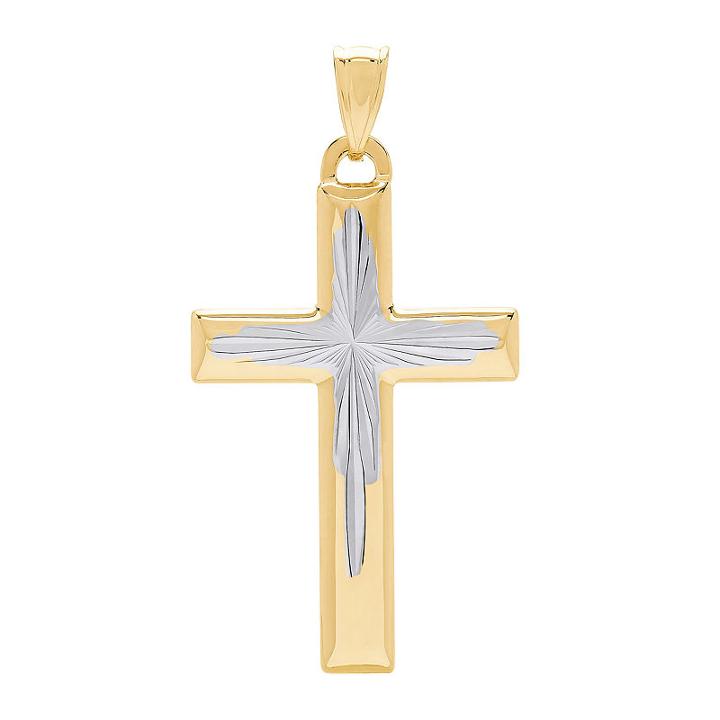 Religious Jewelry Womens 14k Gold 14k Two Tone Gold Cross Pendant