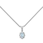 Womens Diamond Accent Blue Aquamarine Pendant Necklace