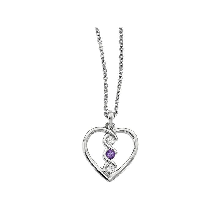 Survivor Collection Genuine Clear & Purple Swarovski Topaz Sterling Silver Heart Of Inspiration Necklace