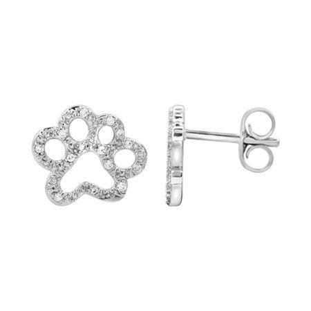 Aspca Tender Voices 1/10 Ct. T.w. Diamond Paw Print Earrings