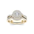 3/4 Ct. T.w. Diamond Halo 14k Yellow Gold Bridal Ring Set