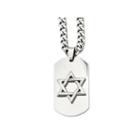 Mens Stainless Steel Star Of David Dog Tag Pendant