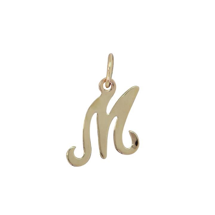 Personalized 14k Yellow Gold Initial M Pendant Necklace