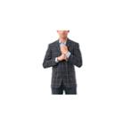 Men's Navy And Grey Plaid Classic-fit Blazer